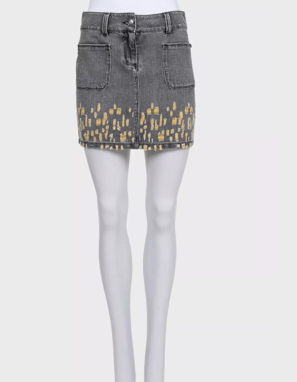 Chanel Distressed Grey Denim Mini Skirt - FR 36